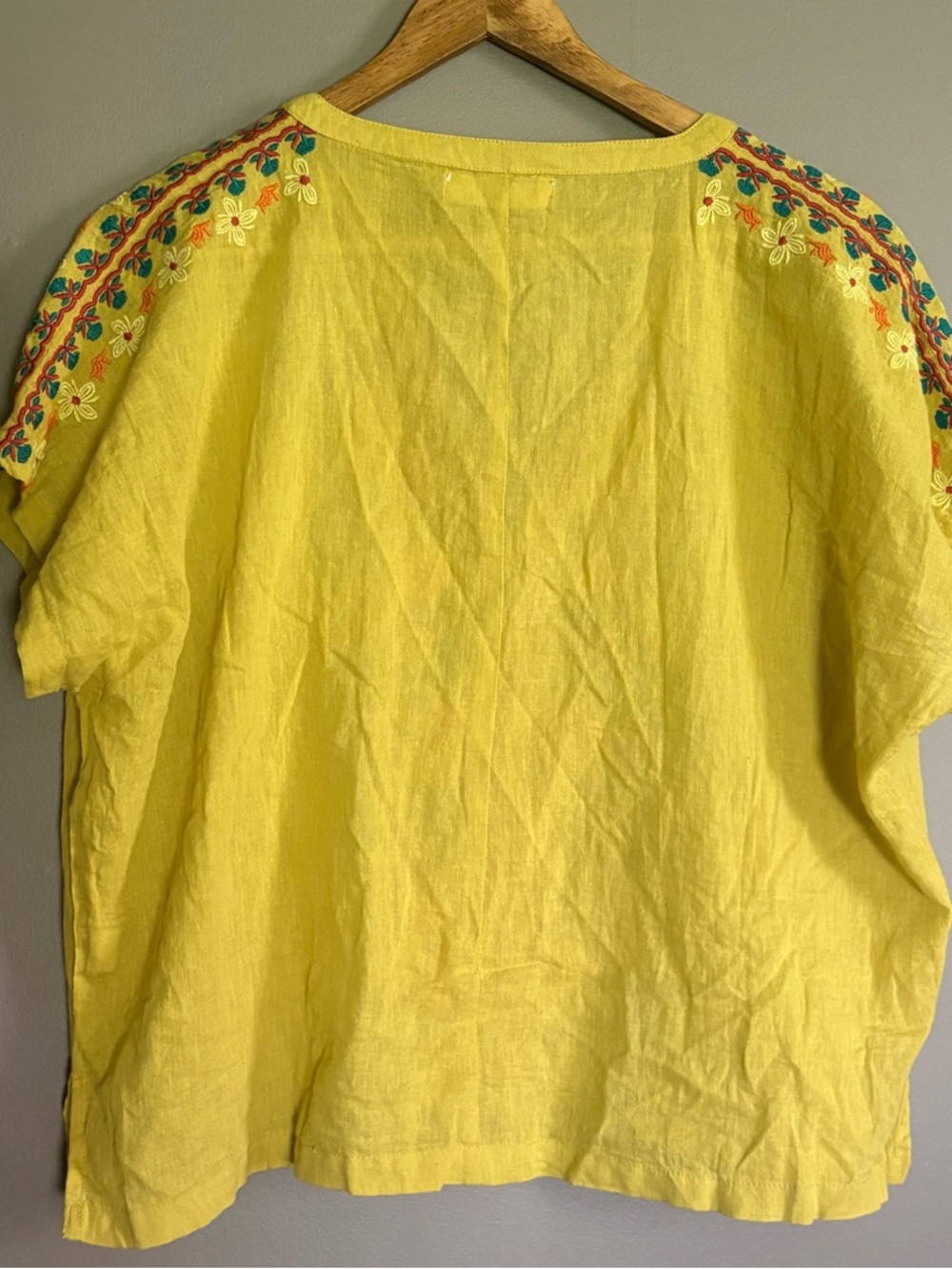 NATURAL LIFE Yellow Embroidered Tassel V-Neck Tunic Size XL - Picture 2 of 6